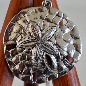 Sand Dollar Large Pendant Statement Necklace | Silver Tone Monet
